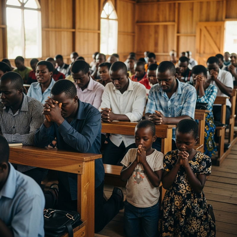 Seventh-day Adventist Church Members Praying in Mozambique Seventh-day Adventist Church Members Praying in Mozambique