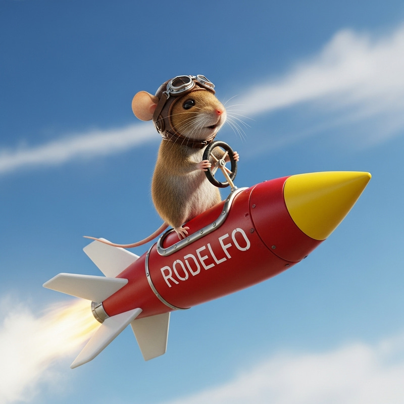 Rodolfo Mouse on Rocket - Space Adventure