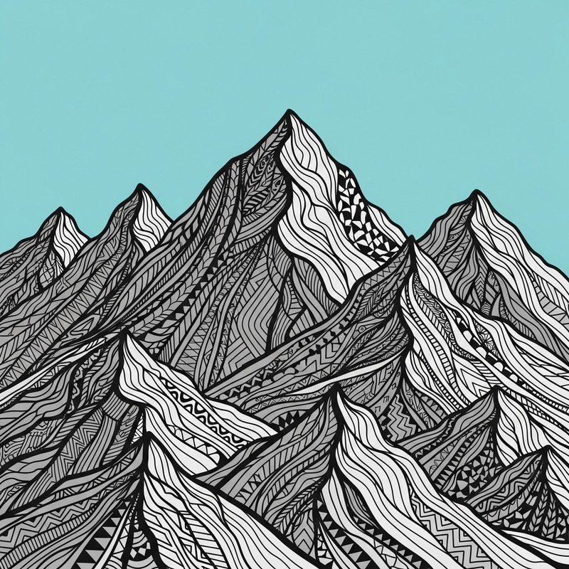 Tribal Pattern Mountain Landscape | Handcrafted Design