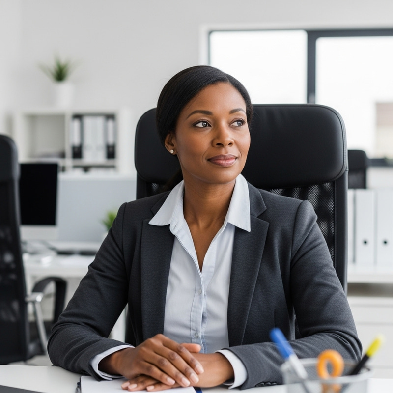 Confident Black Woman in 40s | Professional Office Confident Black Woman in 40s | Professional Office