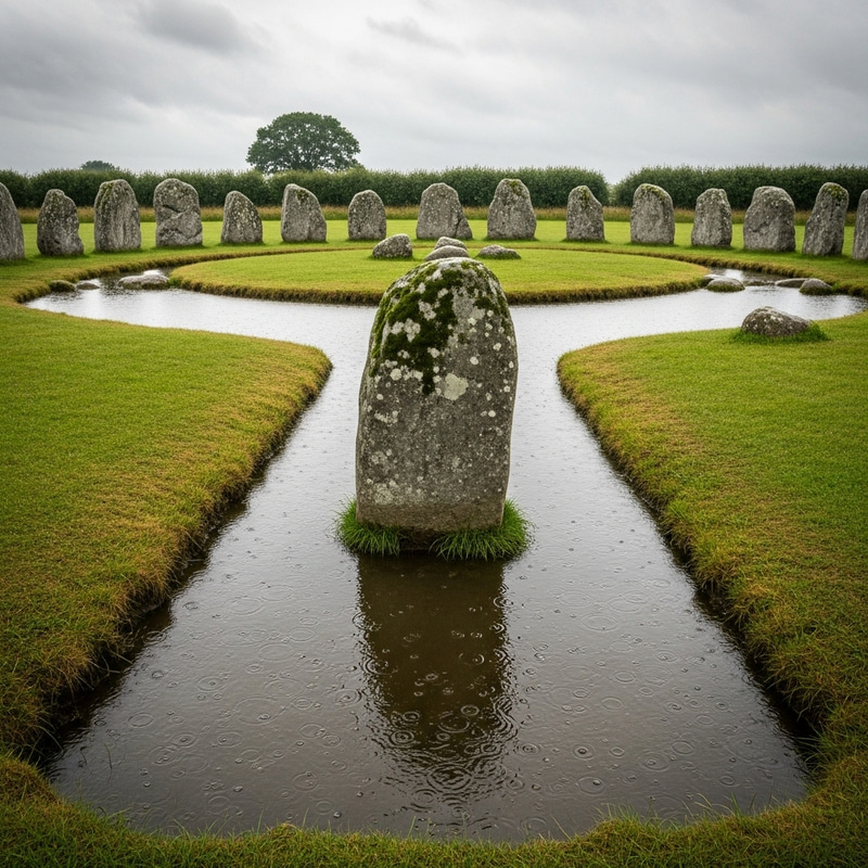 Avebury Stone Circle Reflecting in Filled Ditches