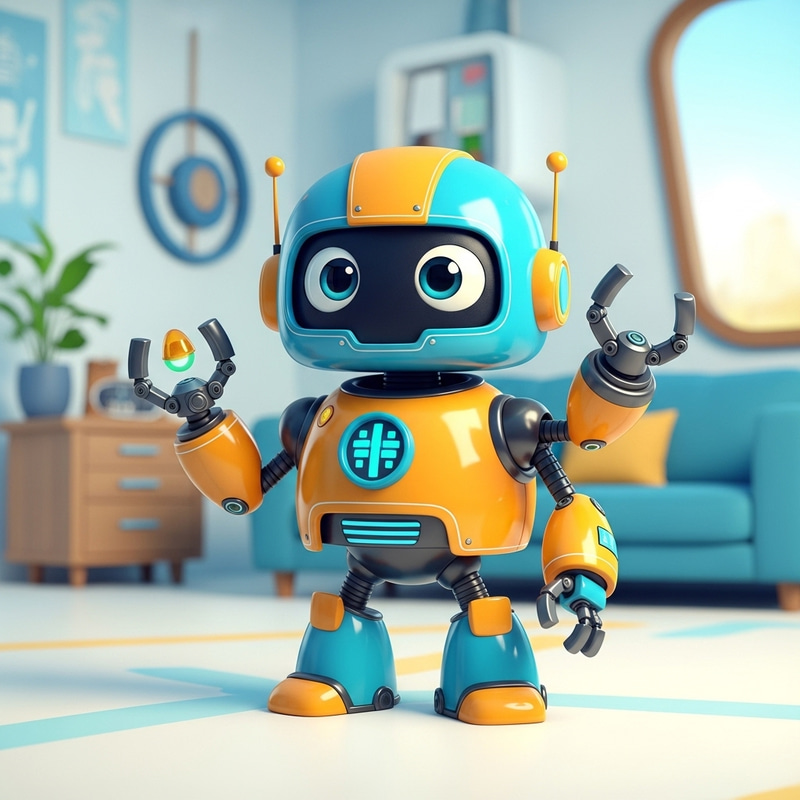 Anime Robot with Three Mechanical Arms