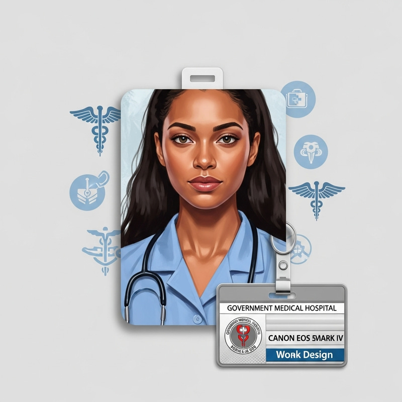 Hyperrealism Portrait Badge Design for Medical Hospital Hyperrealism Portrait Badge Design for Medical Hospital