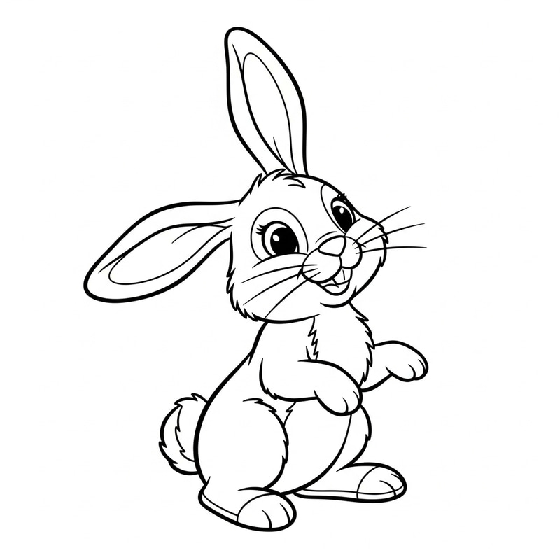 Adorable Rabbit Coloring Page for Kids | Classic Children's Book Style Adorable Rabbit Coloring Page for Kids | Classic Children's Book Style