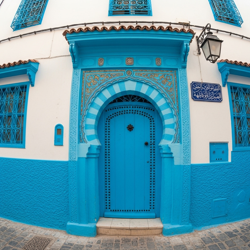 Exploring Tunisian Heritage: Vibrant Cyan and Indigo Blue Door Exploring Tunisian Heritage: Vibrant Cyan and Indigo Blue Door