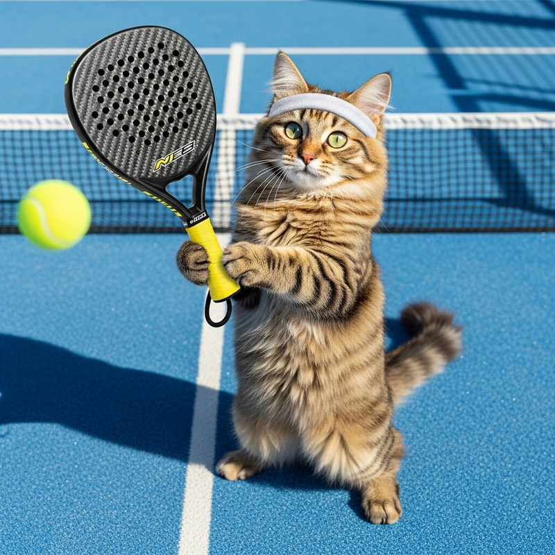 Cat with a Paddle Tennis Racket: A Fun Encounter Cat with a Paddle Tennis Racket: A Fun Encounter