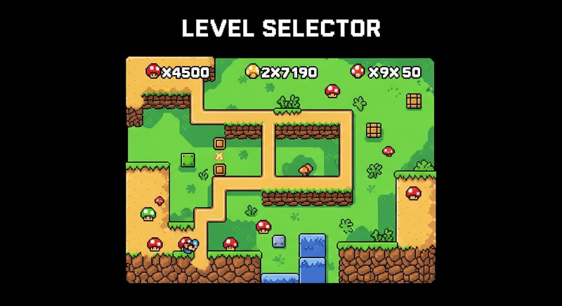 Pixelated Level Selector Map Design for Retro Games Pixelated Level Selector Map Design for Retro Games