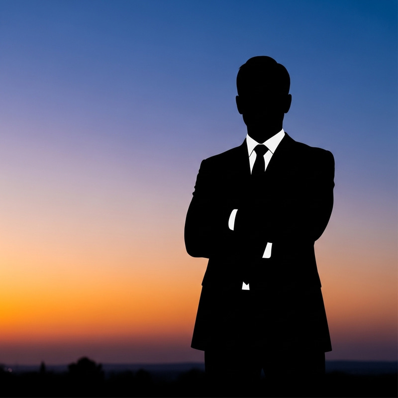 Male Teacher Silhouette Twilight | Professional Educator Stance