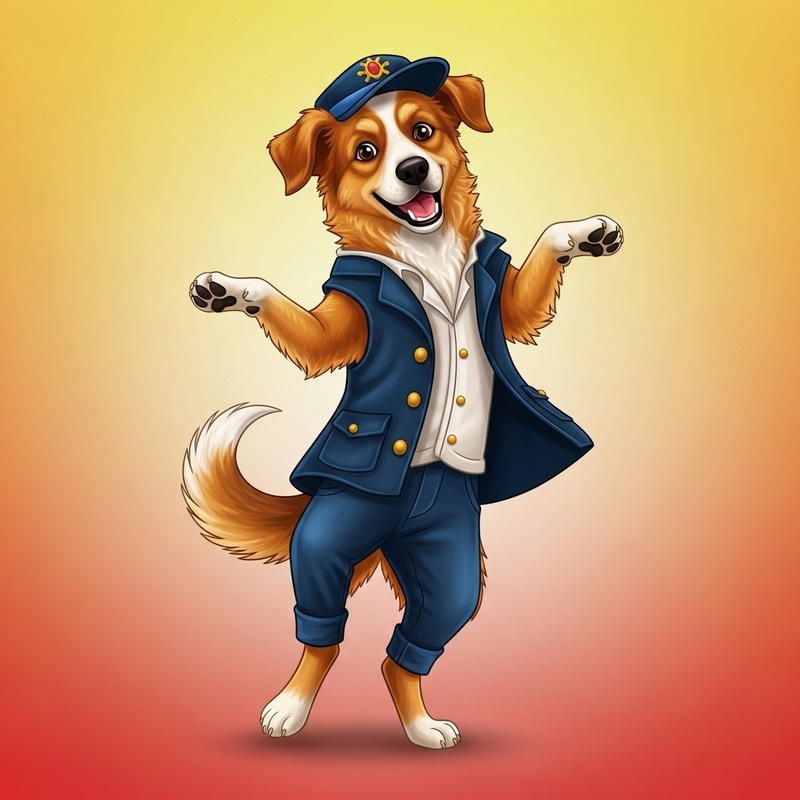 Joyful Dog Dancing Illustration Joyful Dog Dancing Illustration