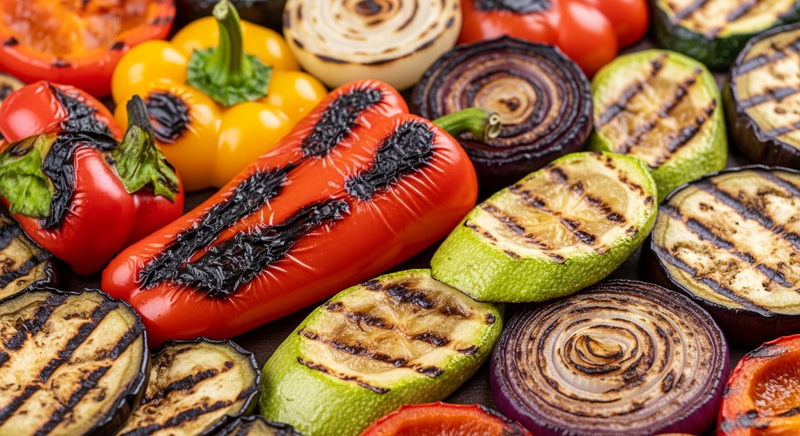 Colorful Grilled Vegetables in Vibrant Hues | Smoky Flavors & Charred Textures Colorful Grilled Vegetables in Vibrant Hues | Smoky Flavors & Charred Textures