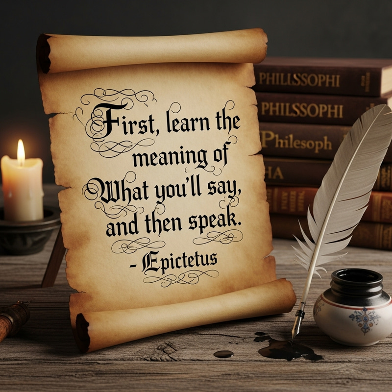 Inspirational Quote: First Learn the Meaning | Epictetus Inspirational Quote: First Learn the Meaning | Epictetus