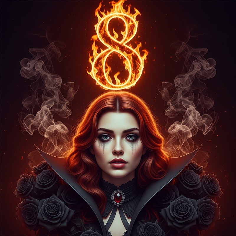 Mystical Gothic Art - Vampire Girl, Number 8 & Dark Magic Mystical Gothic Art - Vampire Girl, Number 8 & Dark Magic