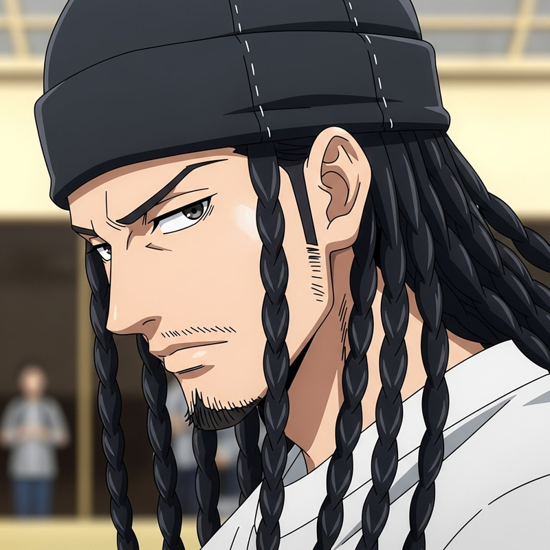 Anime Character with Long Black Braids and Goatee Anime Character with Long Black Braids and Goatee