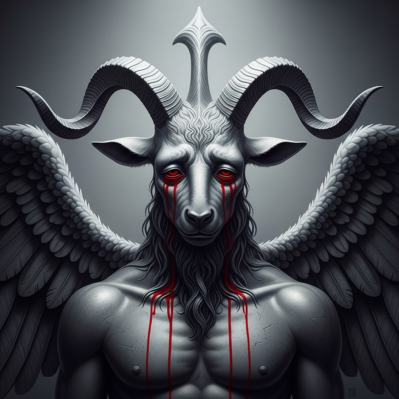 Mystical Baphomet Portrait with Sorrowful Expression