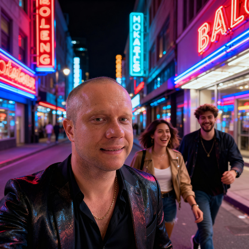 Friends Night Out in Neon City Friends Night Out in Neon City