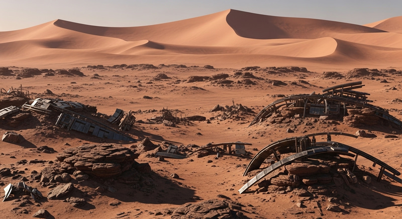 Reddish Earth Landscape on Mysterious Dune-Style Alien Planet Reddish Earth Landscape on Mysterious Dune-Style Alien Planet