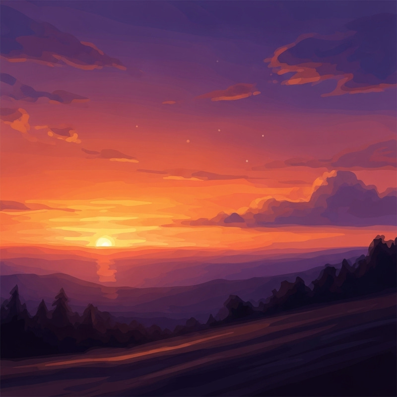 Tranquil Sunset Abstract Painting