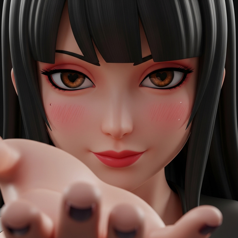 Stunning 3D Anime Woman with Heart-Shaped Eyes Stunning 3D Anime Woman with Heart-Shaped Eyes