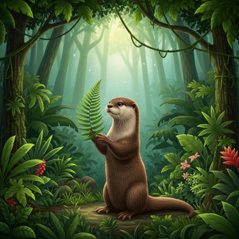 Adventurous Otter in a Lush Jungle Adventurous Otter in a Lush Jungle