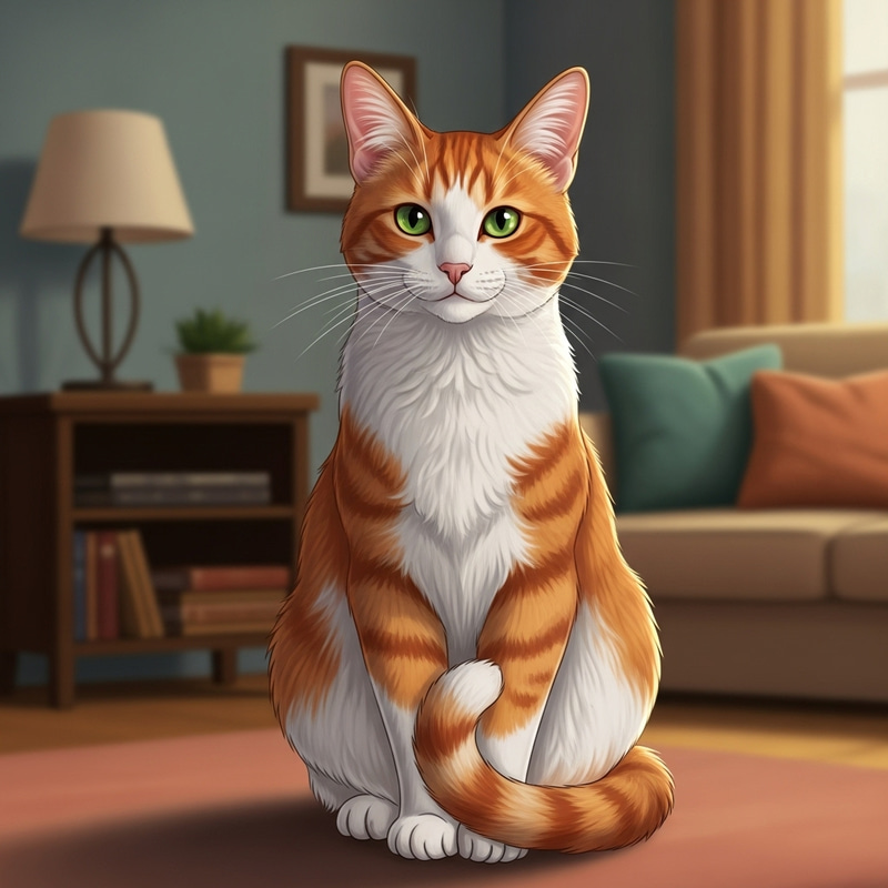 Playful Orange Domestic Cat Illustration Playful Orange Domestic Cat Illustration