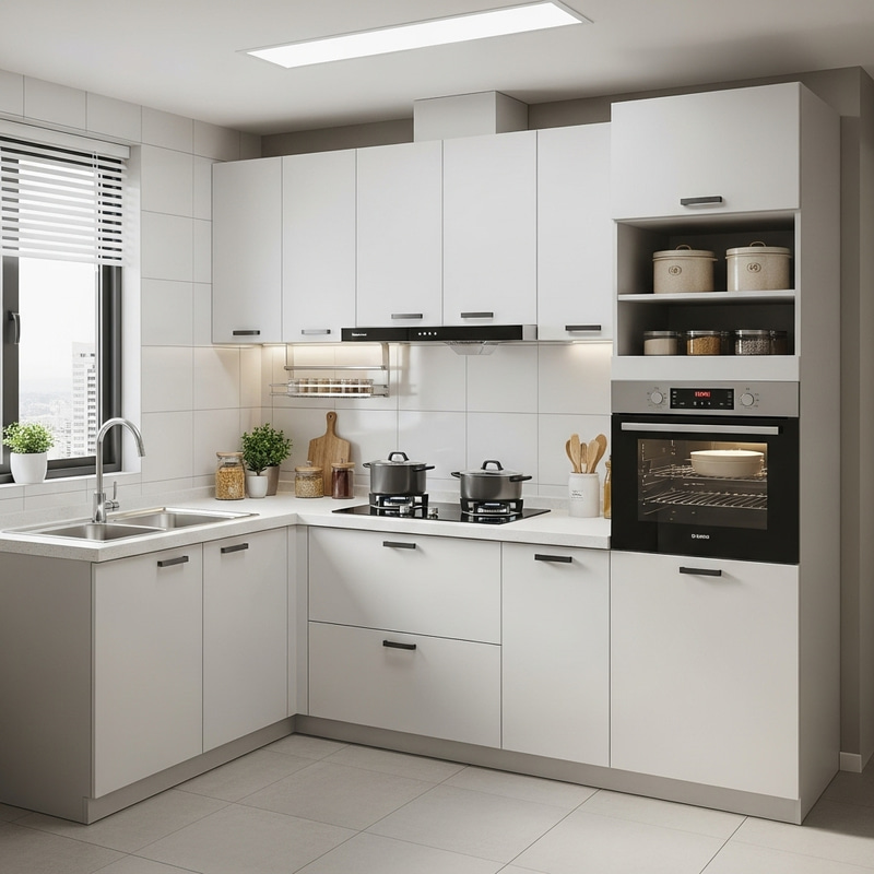 Efficient L-Shaped Kitchen Design in Singapore Condo Efficient L-Shaped Kitchen Design in Singapore Condo