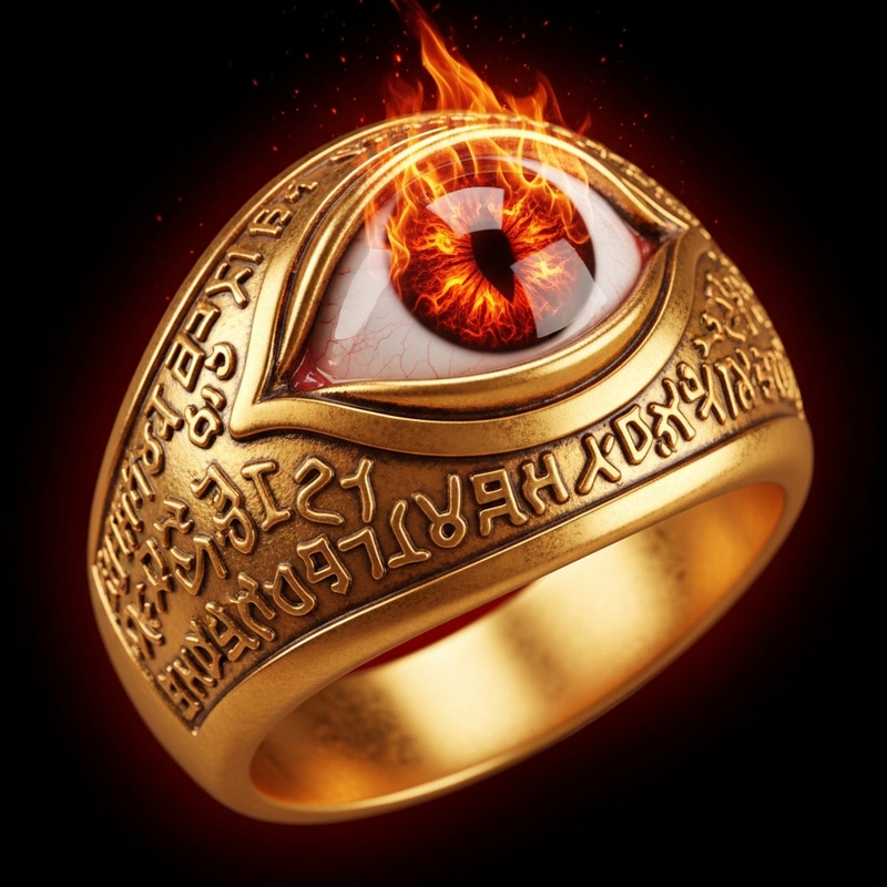 Enchanted Golden Ring with Flaming Eye | Mystical Power Enchanted Golden Ring with Flaming Eye | Mystical Power