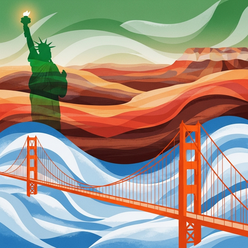 Abstract American Landmarks Art Interpretation Abstract American Landmarks Art Interpretation