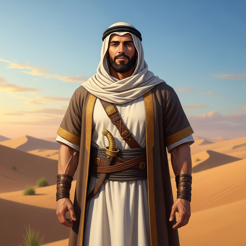 Arab Man from 1500 Years Ago in Majestic Desert Setting