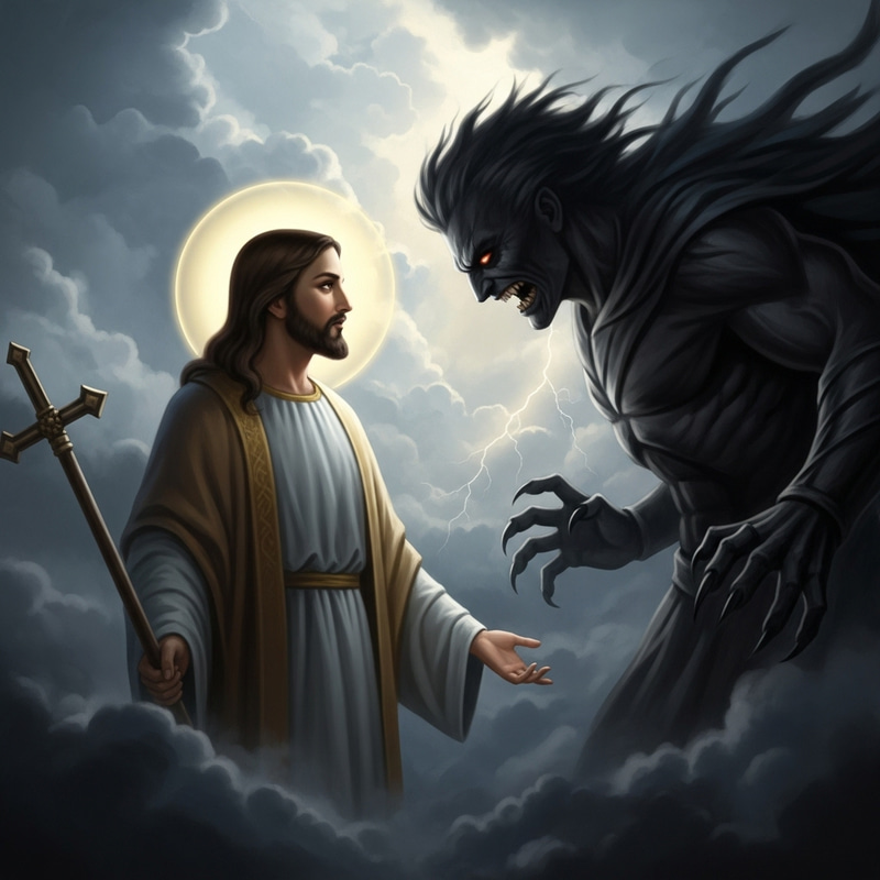 Jesus vs Antagonist: Epic Battle of Good and Evil