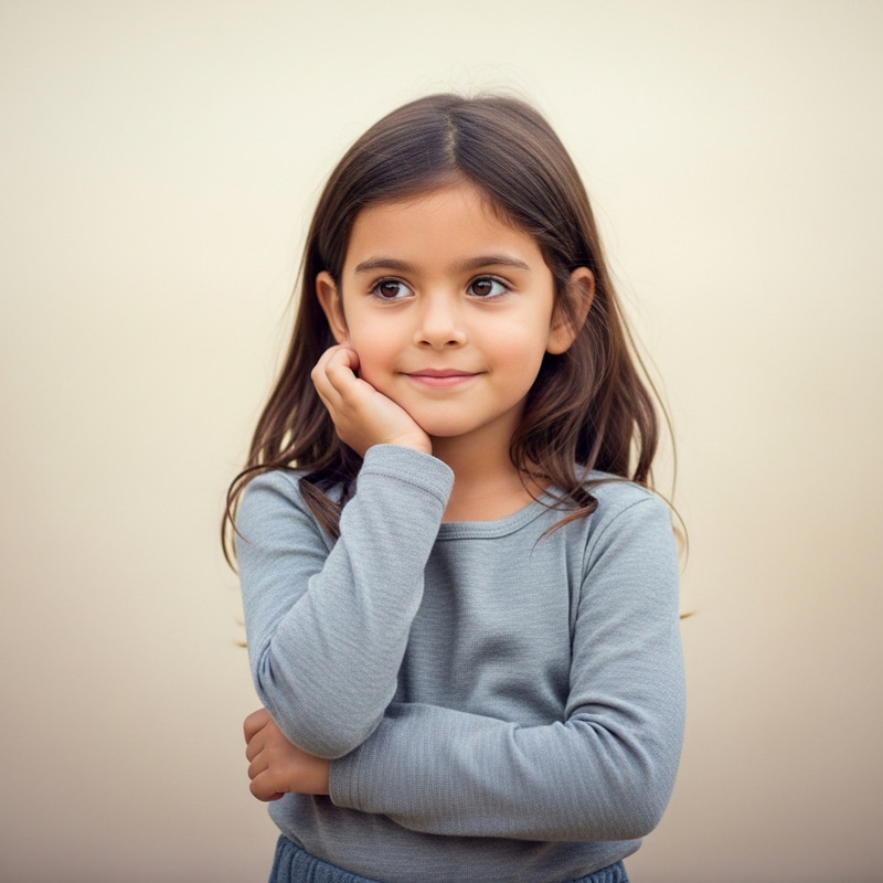 Tranquil Hispanic Girl | Soft Smile, Curious Brown Eyes Tranquil Hispanic Girl | Soft Smile, Curious Brown Eyes