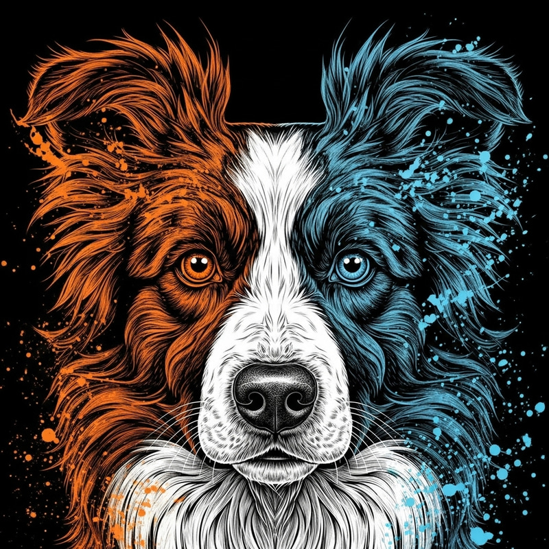 Hyperdetailed Border Collie Tee-Shirt Design Artwork Hyperdetailed Border Collie Tee-Shirt Design Artwork