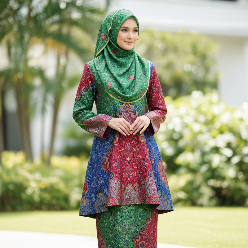 Malay Woman in Hijab Wearing Baju Kurung - Malaysian Traditional Dress Malay Woman in Hijab Wearing Baju Kurung - Malaysian Traditional Dress