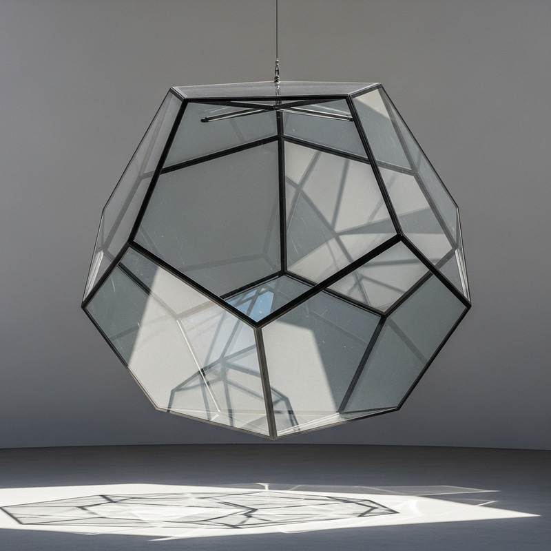50ft Clear Glass Dodecahedron Sculpture | Geometric Art