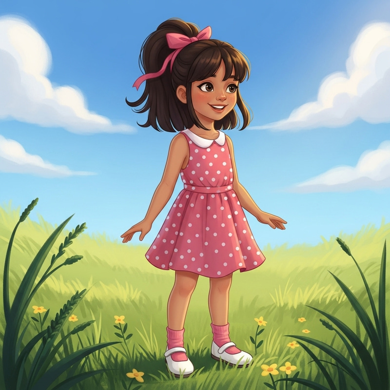 Cute Latina Girl in Pink Dress | Outdoor Portrait