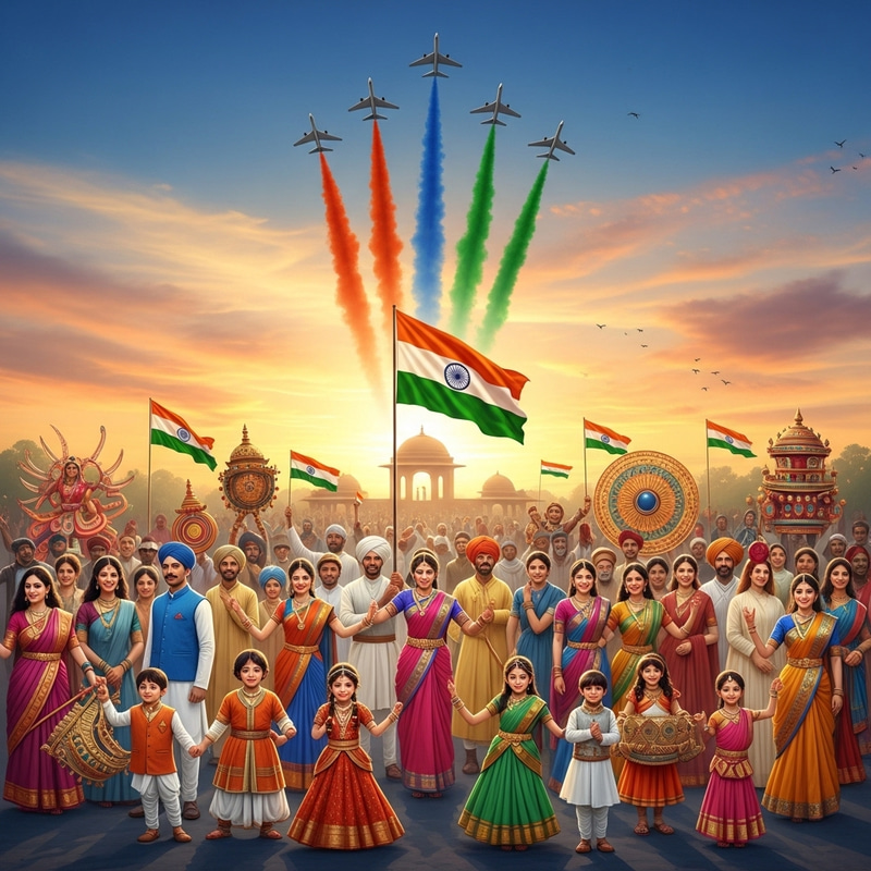 Indian Republic Day Celebration - Vibrant Parade Scene Indian Republic Day Celebration - Vibrant Parade Scene
