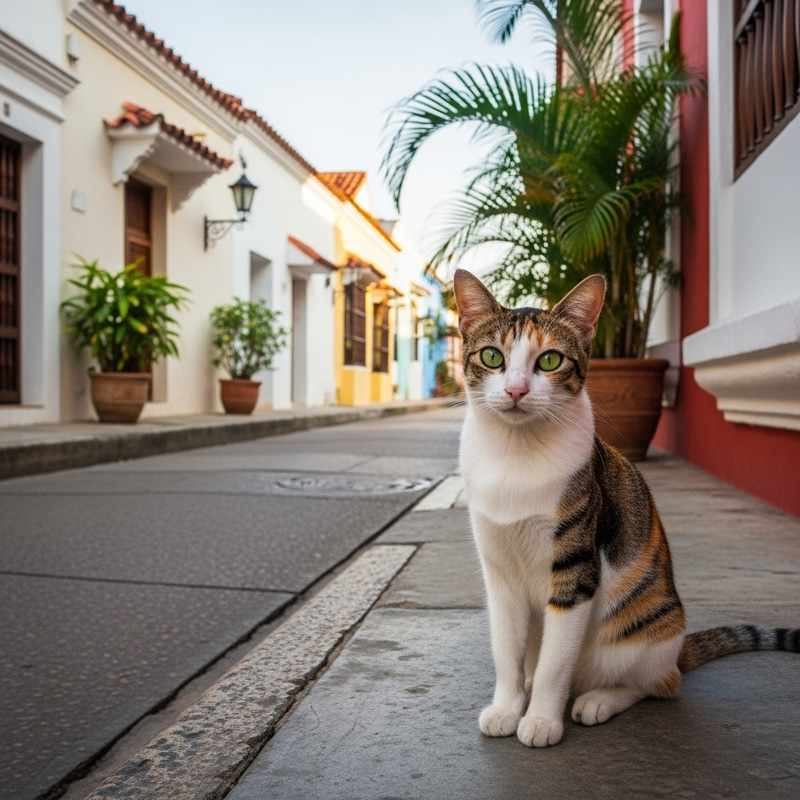 Cartagena Cat - Charming Colonial Scene Cartagena Cat - Charming Colonial Scene