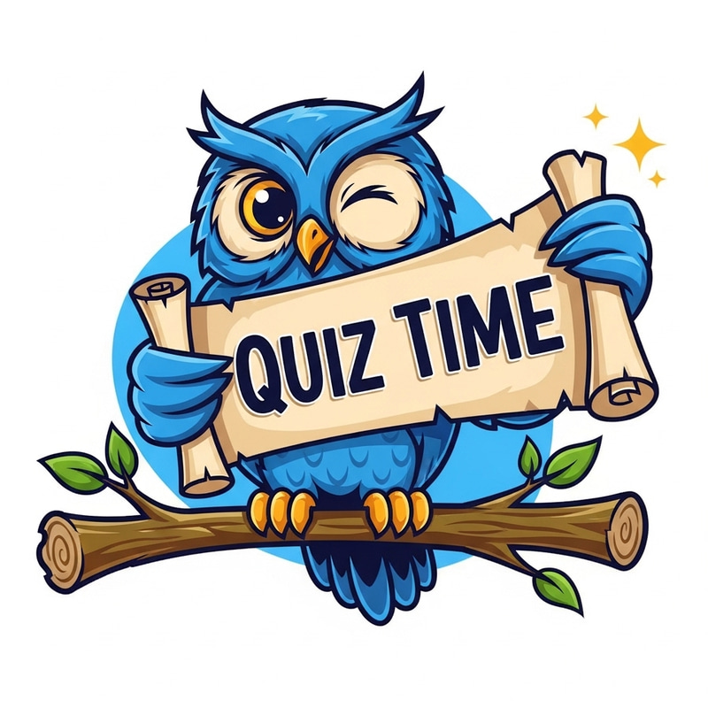 Friendly Owl Quiz Channel Mascot Logo: Quiz Time Friendly Owl Quiz Channel Mascot Logo: Quiz Time