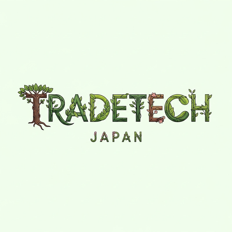 TRADETECH JAPAN Lettering Logo Design with Nature Elements