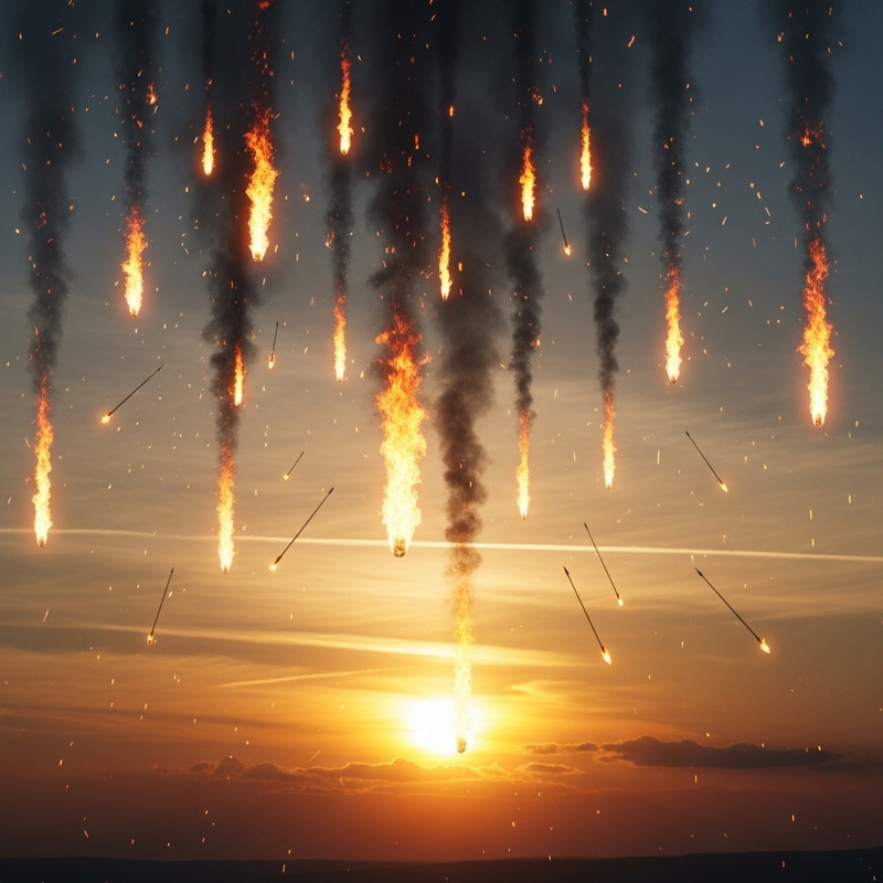 Fiery Arrows Rain from the Sky - Epic Warfare Scene Fiery Arrows Rain from the Sky - Epic Warfare Scene