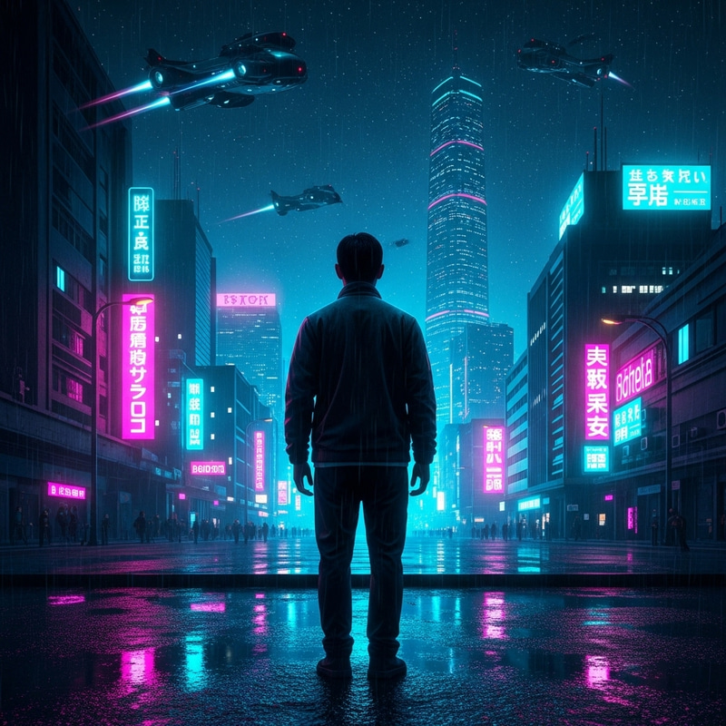 Contrasting Time and Memories in Retro-Futuristic Synthwave City Contrasting Time and Memories in Retro-Futuristic Synthwave City