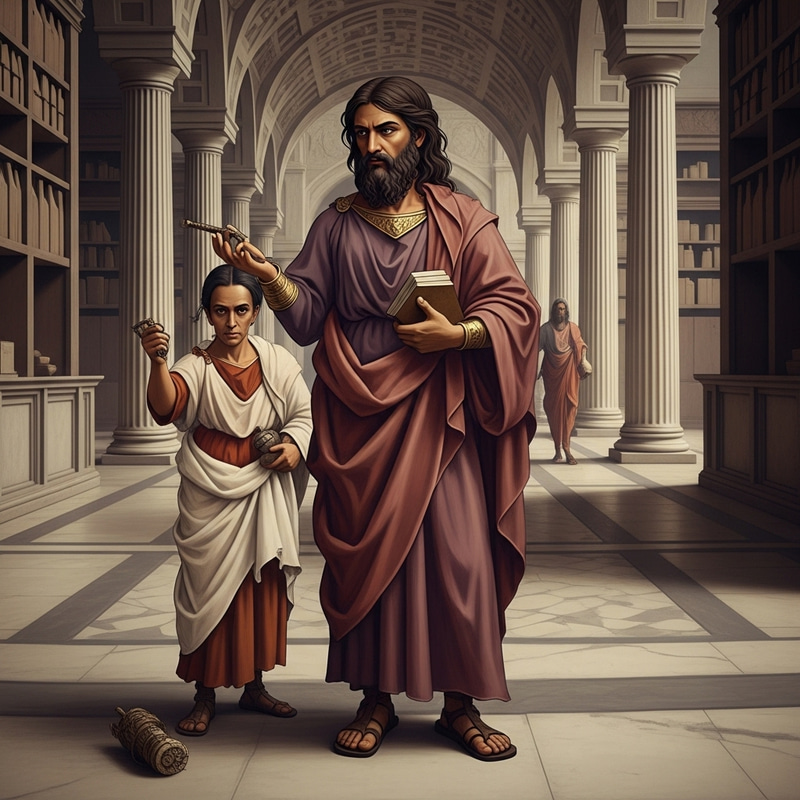 South Asian Woman as Greek Philosopher | Ancient Library South Asian Woman as Greek Philosopher | Ancient Library