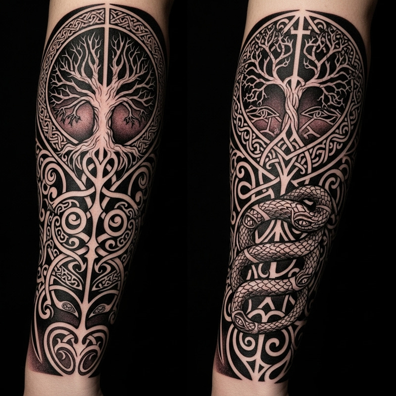 Nordic Mythology Tattoo Design - Norse Viking & Maori Fusion Nordic Mythology Tattoo Design - Norse Viking & Maori Fusion