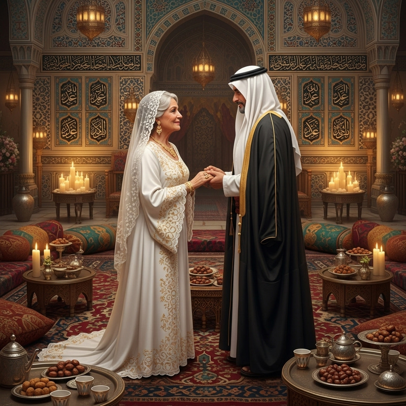 Historical Arabic Wedding Illustration - Prophet Muhammad & Khadija Historical Arabic Wedding Illustration - Prophet Muhammad & Khadija