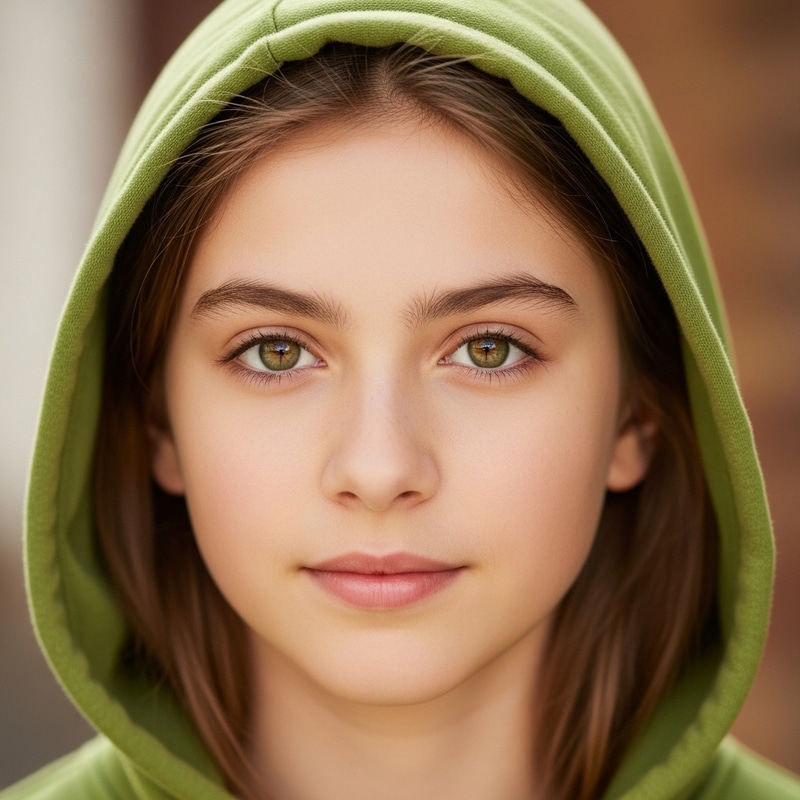 Young Adolescent with Dark Olive Green Eyes and Light Brown Hair | Fair Skin Type 2 or 3 Young Adolescent with Dark Olive Green Eyes and Light Brown Hair | Fair Skin Type 2 or 3