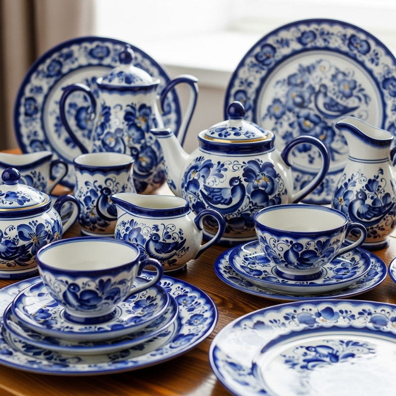 Hand-Painted Gzhel Style Clay Products Hand-Painted Gzhel Style Clay Products