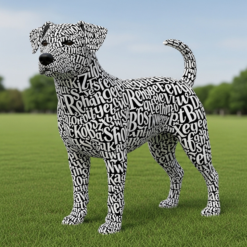 Playful Dog Embracing Captivating Fonts