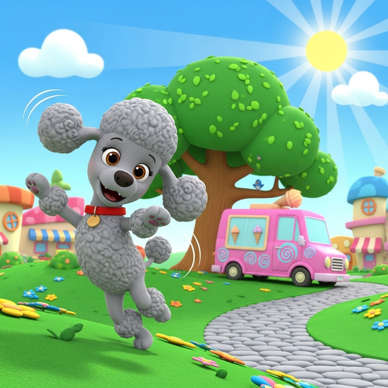 Disney Pixar Style Grey Toy Poodle Character | Animated Series Disney Pixar Style Grey Toy Poodle Character | Animated Series