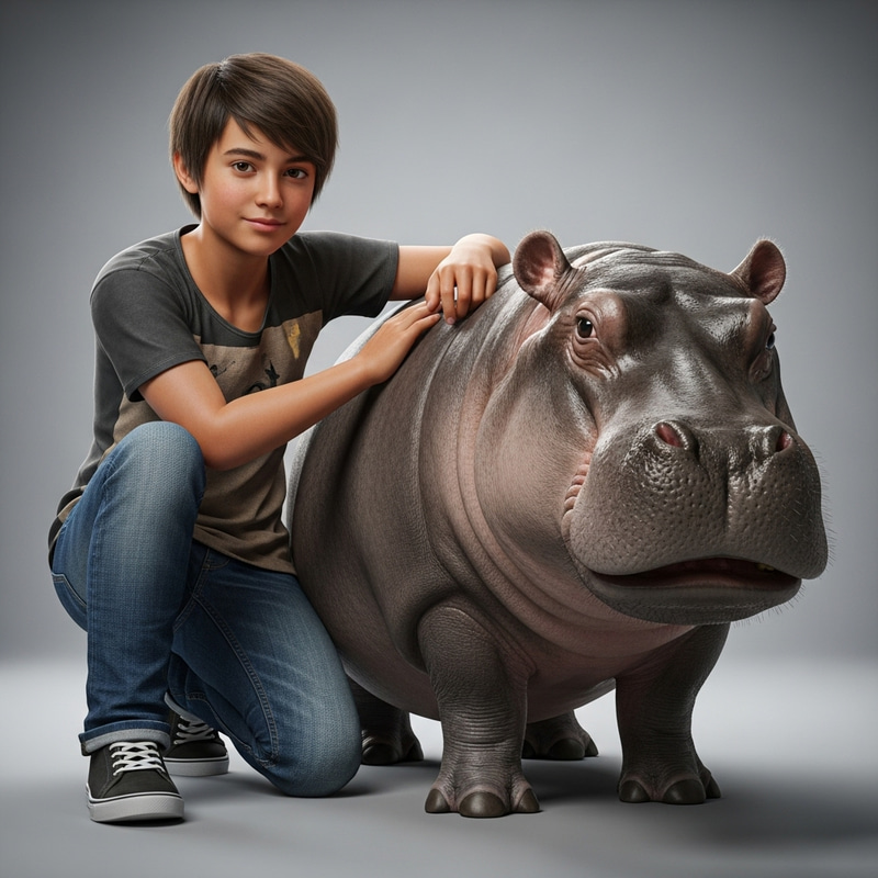 14-Year-Old Teenager with Hippo-Like Pet | Unique Encounter 14-Year-Old Teenager with Hippo-Like Pet | Unique Encounter