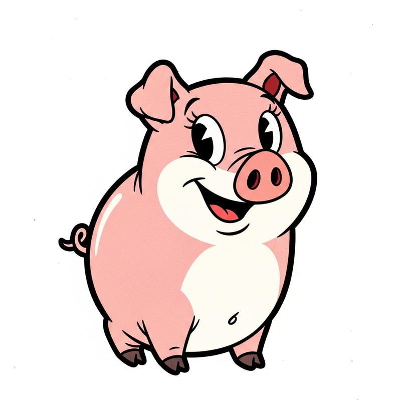 Disney-Style Smiling Animated Pig | Traditional Family-Friendly Animation Disney-Style Smiling Animated Pig | Traditional Family-Friendly Animation