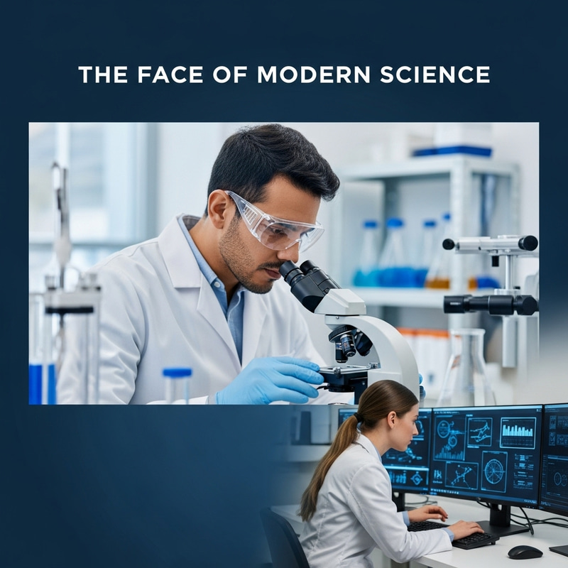 Modern-Day Scientists: Hispanic Male and Caucasian Female in Lab Setting Modern-Day Scientists: Hispanic Male and Caucasian Female in Lab Setting